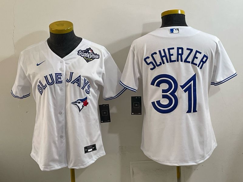 Women 2026 Nike Toronto Blue Jays #31 Scherzer White Game MLB Jersey 07